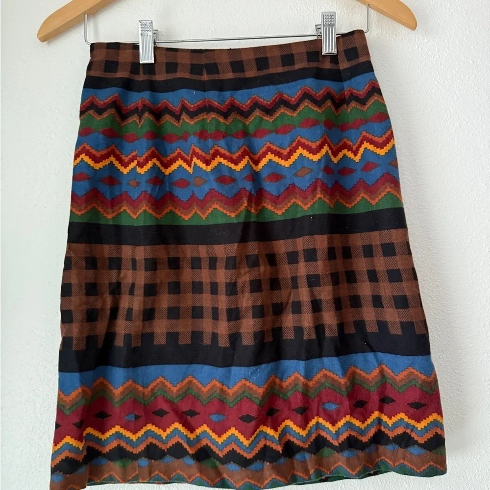Vintage Breeches Wrap Skirt Aztec Southwestern Bohemian Sz 4 Made In USA